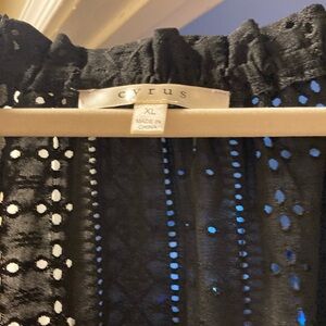 Cyrus Black Eyelet Top with tassels